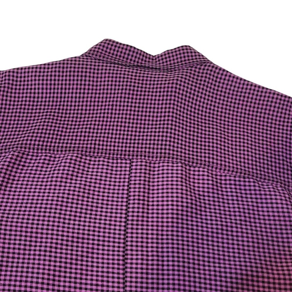 Chicos Design Purple Black Checked Gingham100% Silk Button-Up Shirt Sz 1 M - Picture 14 of 16